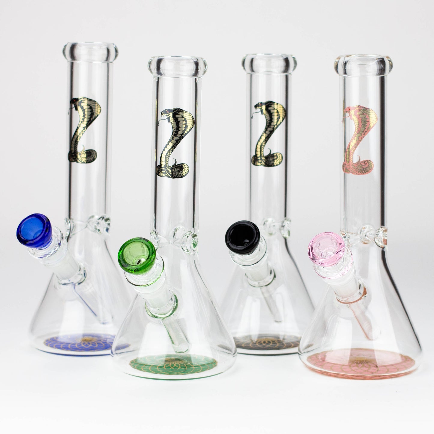 9.5" Gold Cobra beaker glass water bong (Wide)_0