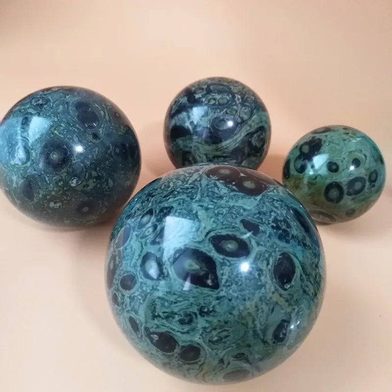 Natural Stone Green Peacock Crystal Ball Beautiful Sphere Desk Room Decor Feng Shui Energy Reiki Ornaments witchcraft Meditation