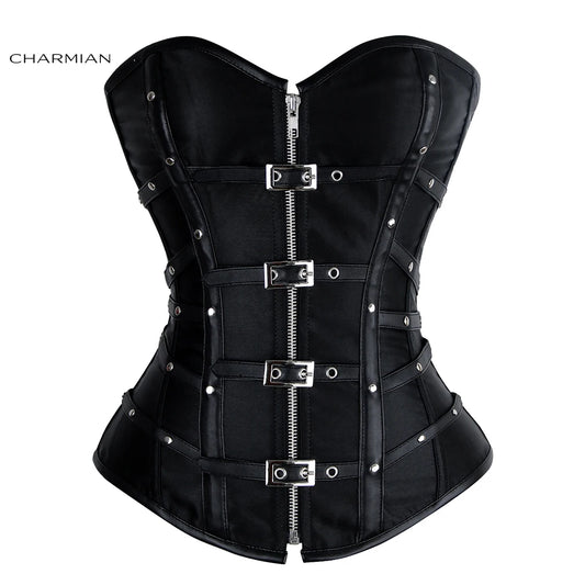 Charmian black Steampunk Leather Corset