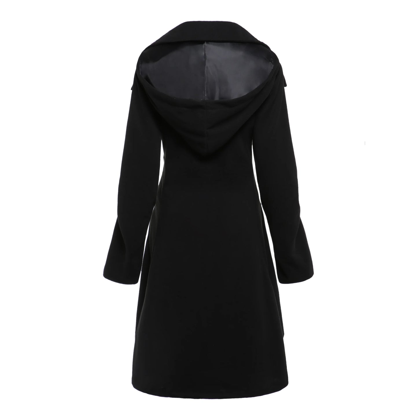 Rosetic Gothic Long Trench Coat Black Slim Asymmetric Lapel Collar Button Elegant Autumn Winter Vintage Goth Overcoat Outwears