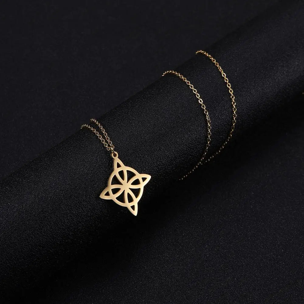 Witchcraft Witch's Knot Necklaces Stainless Steel Celtic Knot Geometry Necklace for Women Men Fashion Silver Color Jewelry Gifts