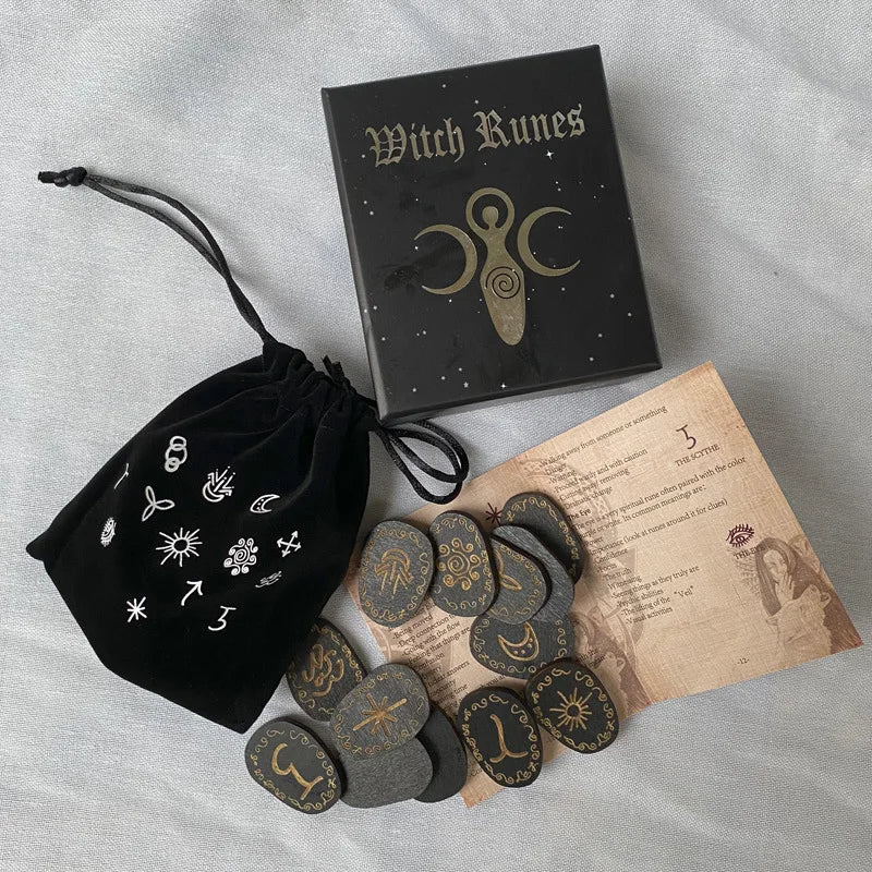 Tarot Cards Witch Witchcraft Wood Runes Stone Set Witches Rune Set Board Game Table Game Divination Runestones Tarot Decks