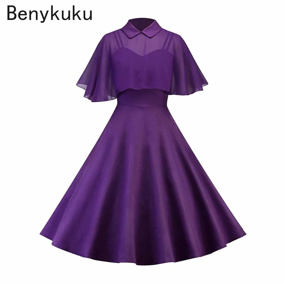 Women Vintage Gothic Cape Black Dress 2024 Autumn Two Piece Mesh Cloak Sleeves Peter Pan Collar Elegant Retro Goth Party Dresses