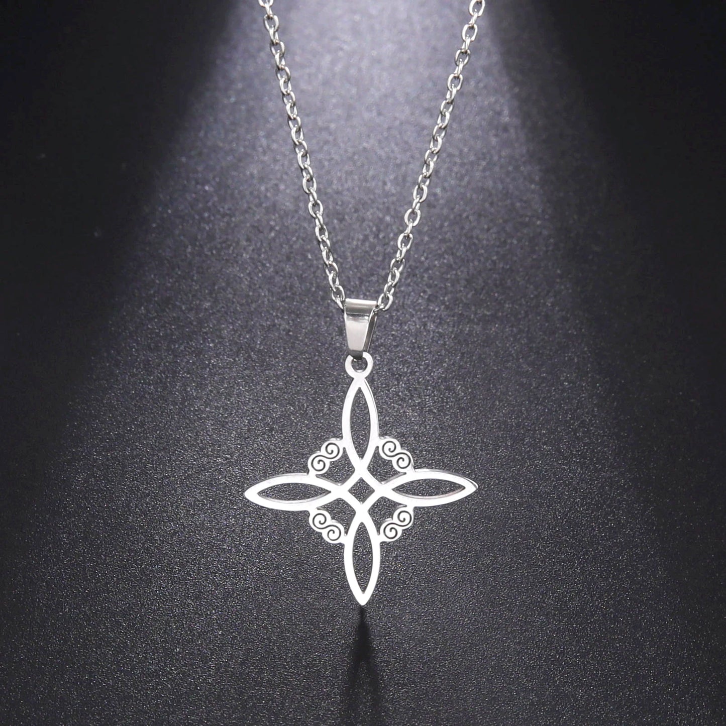 Witchcraft Witch's Knot Necklaces Stainless Steel Celtic Knot Geometry Necklace for Women Men Fashion Silver Color Jewelry Gifts