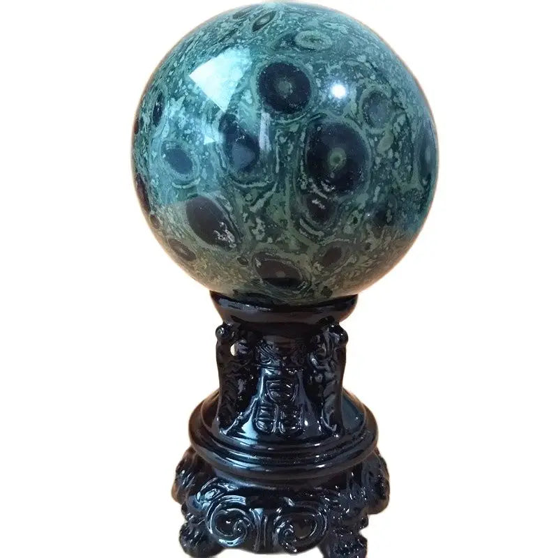 Natural Stone Green Peacock Crystal Ball Beautiful Sphere Desk Room Decor Feng Shui Energy Reiki Ornaments witchcraft Meditation