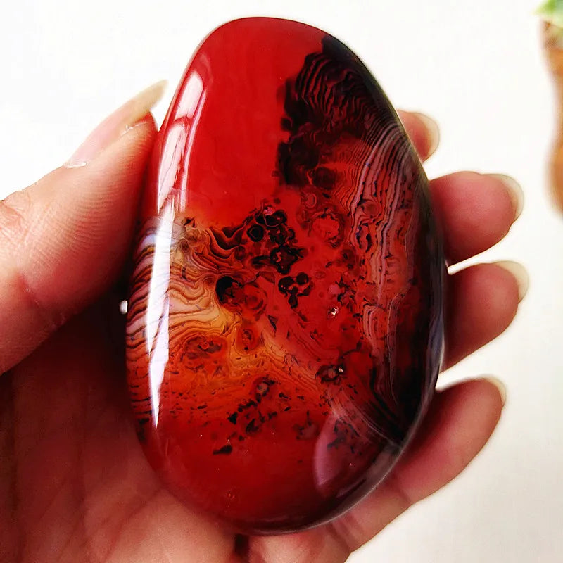 Natural Stone Real Sardonyx Agate Palm Hand Play Witchcraft Supplies Meditation Spiritual Decor Home Decoration Healing Crystals