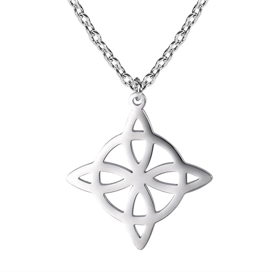 Witchcraft Witch's Knot Necklaces Stainless Steel Celtic Knot Geometry Necklace for Women Men Fashion Silver Color Jewelry Gifts