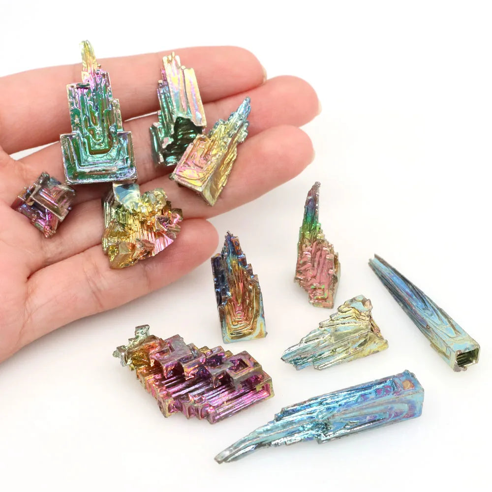 Natural Bismuth Tower Metal Mineral Healing Crystal Stones Point Pyramid Meditation Witchcraft Gemstone Collection Decor Gifts