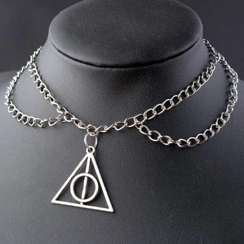 Multilayer Chain Choker Goth Gothic Supernatural Pentagram Witchcraft Necklace Pendant Women Arrow Triangle Knot Skull  Jewelry