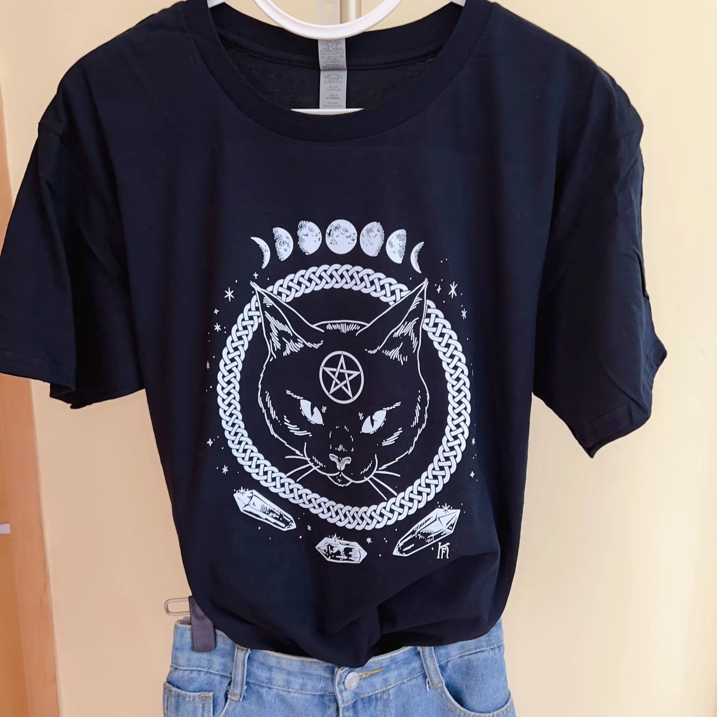 Witchcraft Cat  Printed T-shirt Women 2023 Summer Short Sleeve Tee Top Casual Soft White Tshirt Streetwear Female Clothes