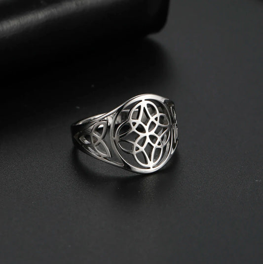 Skyrim Vintage Celtics Knot Rings Women Men Stainless Steel Geometric Ring Witchcraft Amulet Jewelry Gift for Mother Lover