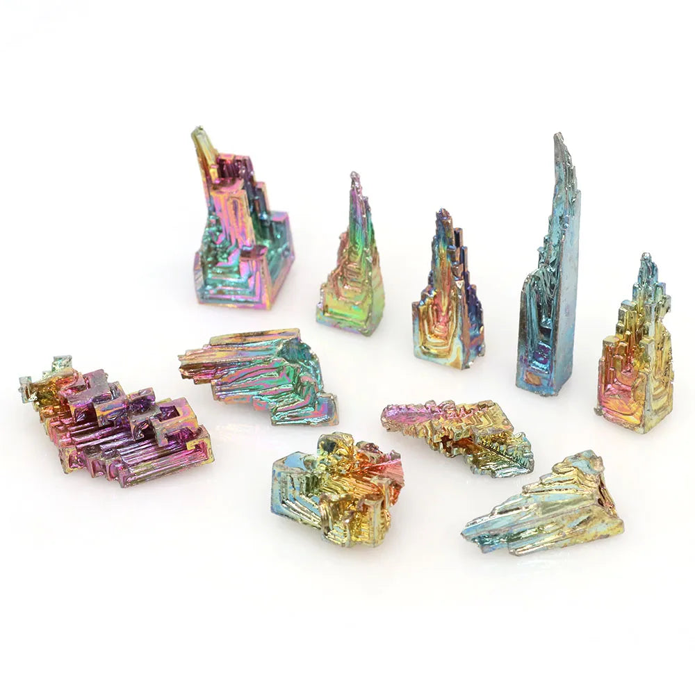 Natural Bismuth Tower Metal Mineral Healing Crystal Stones Point Pyramid Meditation Witchcraft Gemstone Collection Decor Gifts