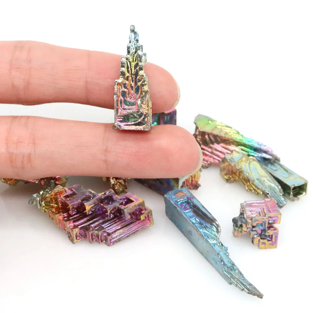 Natural Bismuth Tower Metal Mineral Healing Crystal Stones Point Pyramid Meditation Witchcraft Gemstone Collection Decor Gifts