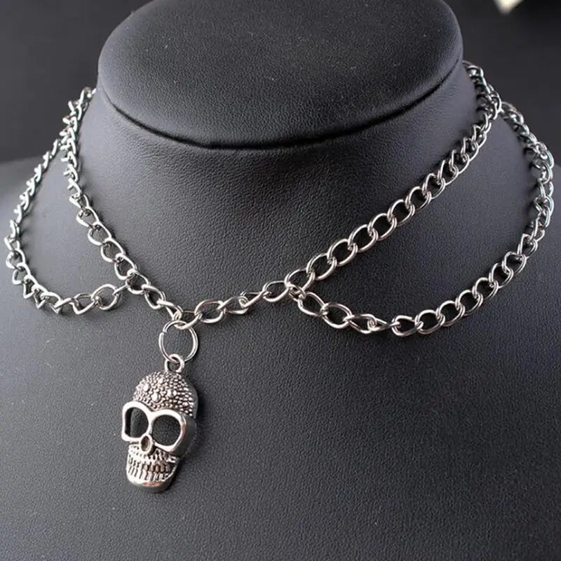 Multilayer Chain Choker Goth Gothic Supernatural Pentagram Witchcraft Necklace Pendant Women Arrow Triangle Knot Skull  Jewelry