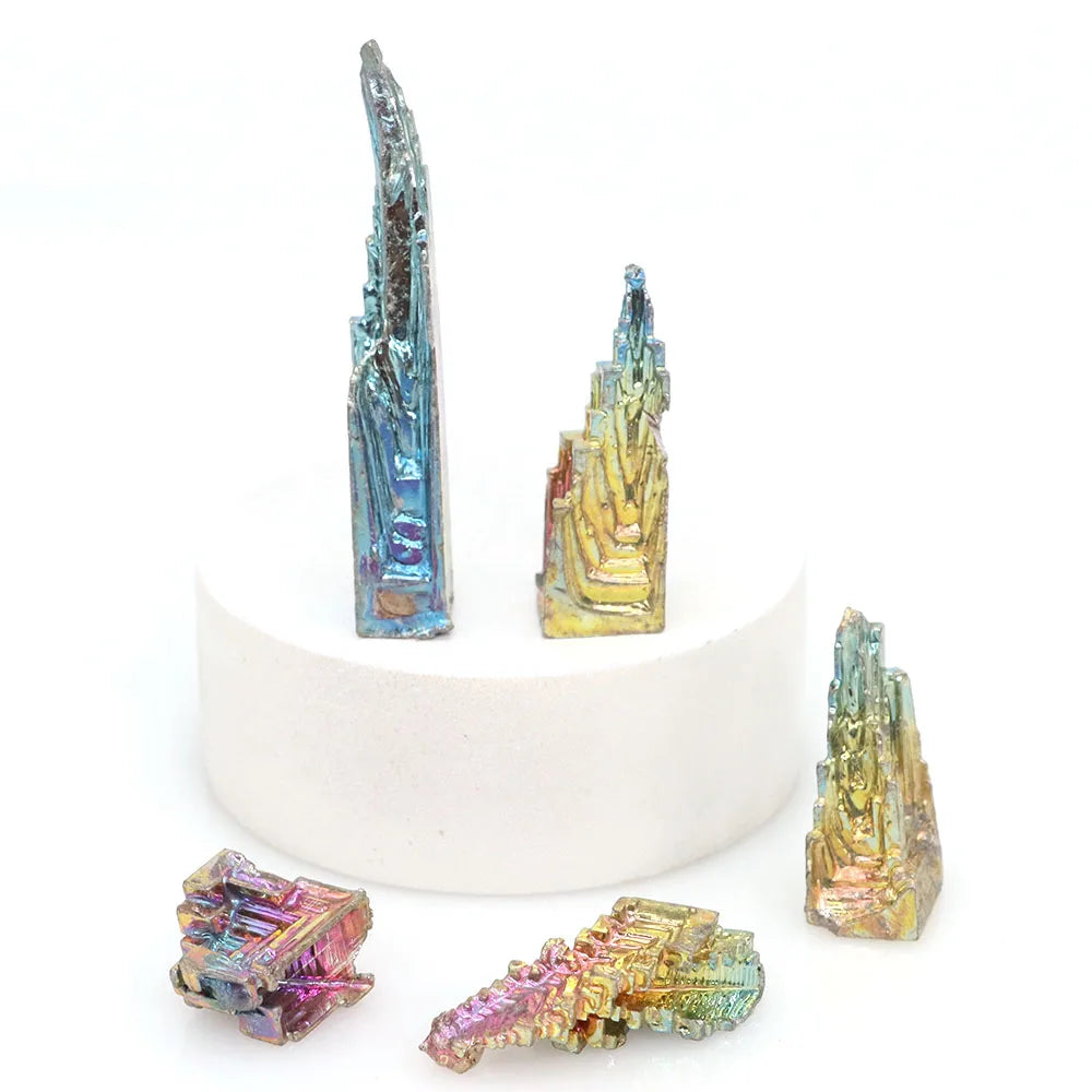 Natural Bismuth Tower Metal Mineral Healing Crystal Stones Point Pyramid Meditation Witchcraft Gemstone Collection Decor Gifts